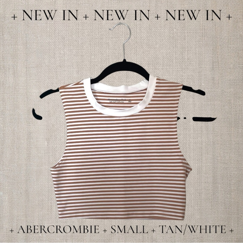 Abercrombie & Fitch White and Pink Fitted Crop Tank Top